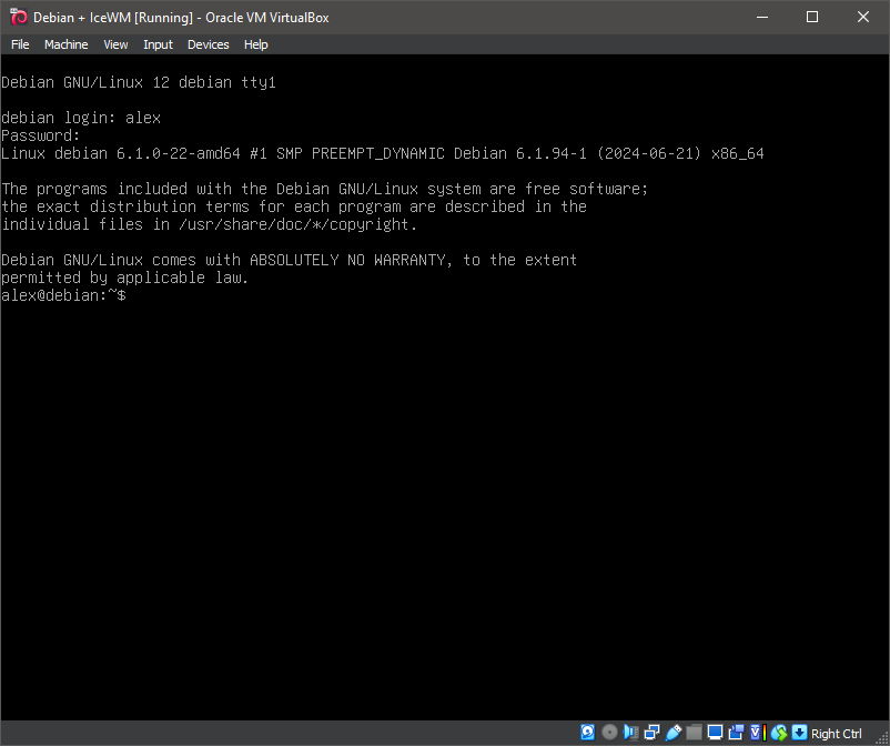 Boot the system -- Logged In